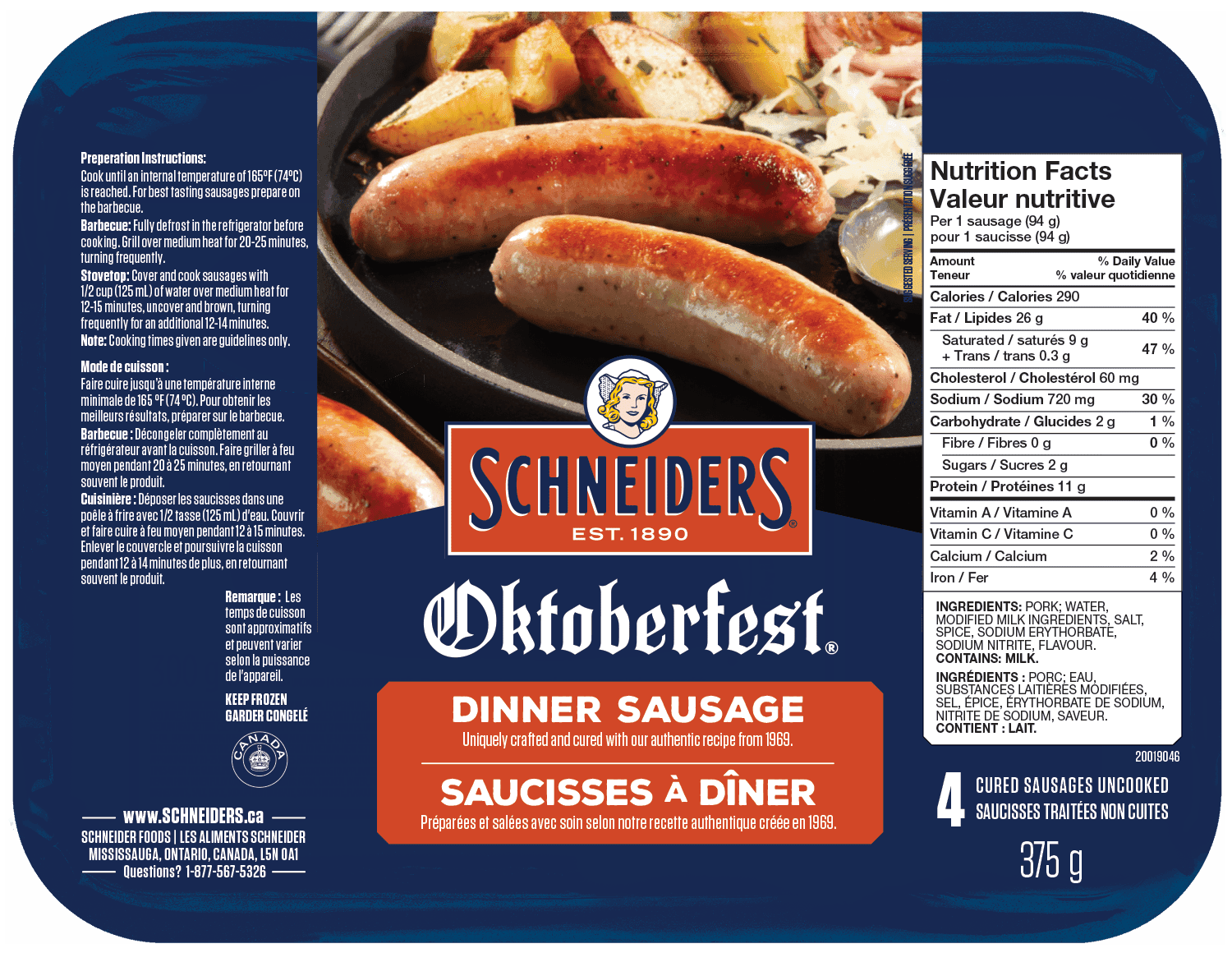 Schneiders Oktoberfest Dinner Sausages