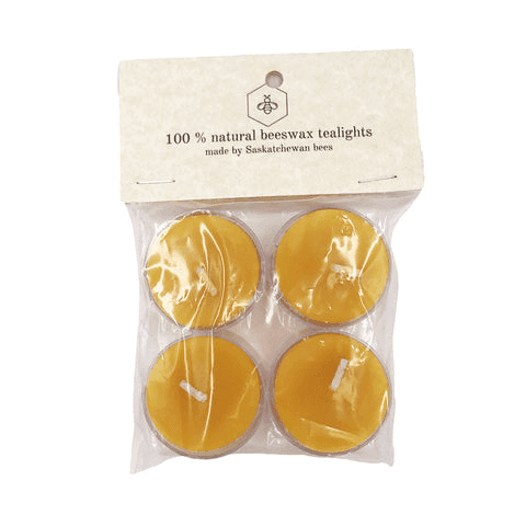 Tu-Bees Gourmet Honey - Beeswax Clear Cup Tealight Candles (4 Pack)